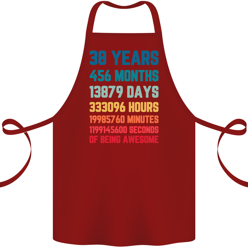 38th Birthday 38 Year Old Cotton Apron 100% Organic Maroon