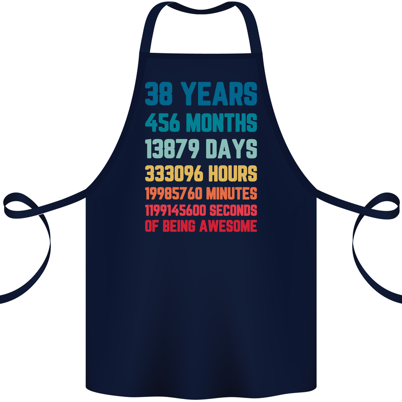 38th Birthday 38 Year Old Cotton Apron 100% Organic Navy Blue