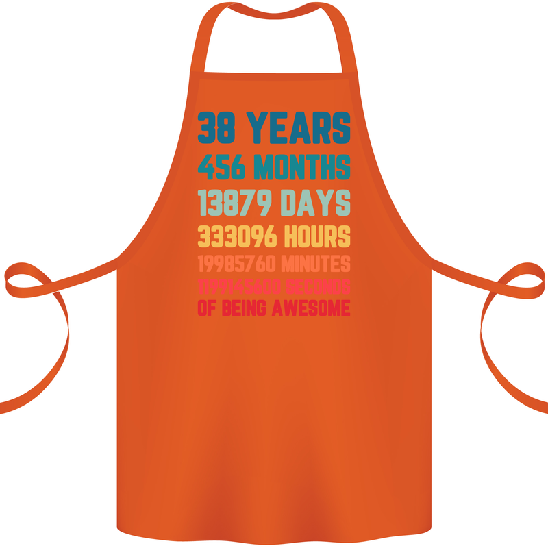 38th Birthday 38 Year Old Cotton Apron 100% Organic Orange