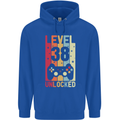 38th Birthday 38 Year Old Level Up Gamming Mens 80% Cotton Hoodie Royal Blue