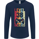 38th Birthday 38 Year Old Level Up Gamming Mens Long Sleeve T-Shirt Navy Blue