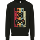 38th Birthday 38 Year Old Level Up Gamming Mens Sweatshirt Jumper Black