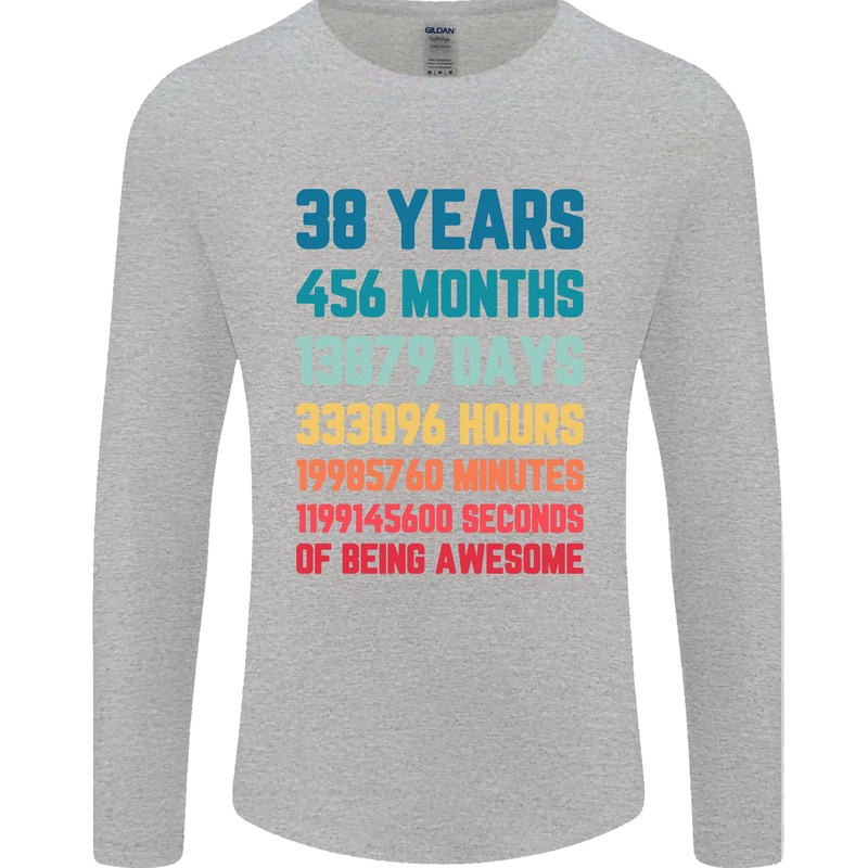 38th Birthday 38 Year Old Mens Long Sleeve T-Shirt Sports Grey