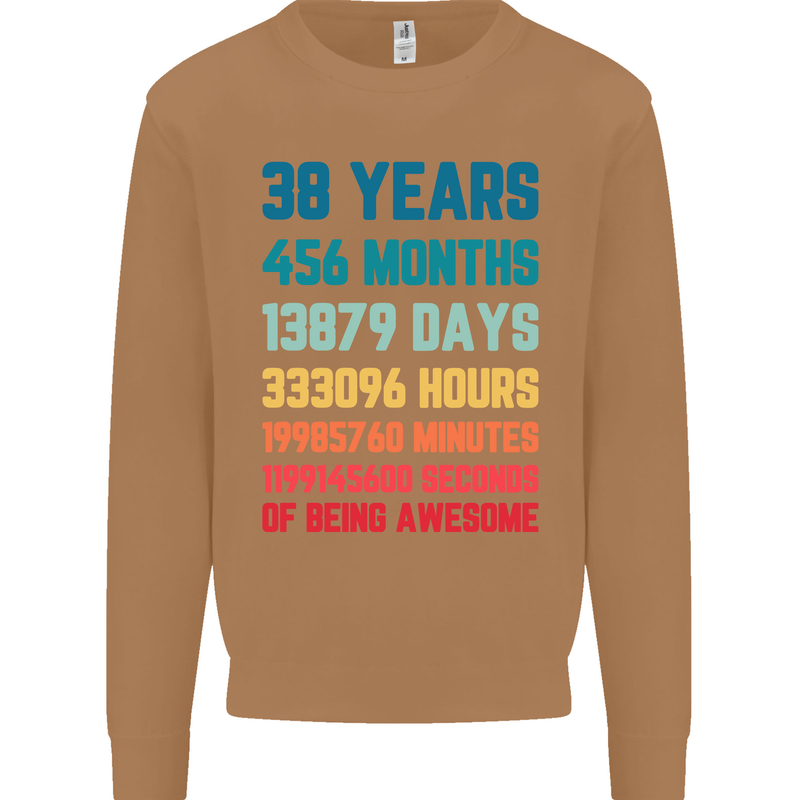 38th Birthday 38 Year Old Mens Sweatshirt Jumper Caramel Latte