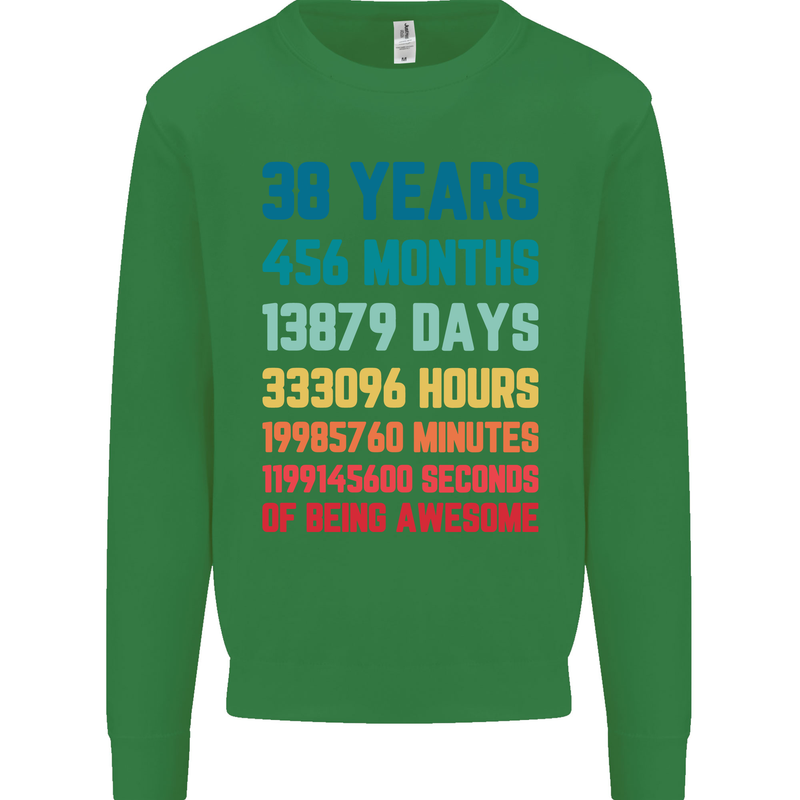 38th Birthday 38 Year Old Mens Sweatshirt Jumper Irish Green
