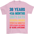 38th Birthday 38 Year Old Mens T-Shirt 100% Cotton Light Pink