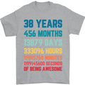 38th Birthday 38 Year Old Mens T-Shirt 100% Cotton Sports Grey