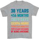 38th Birthday 38 Year Old Mens T-Shirt 100% Cotton Sports Grey