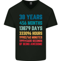 38th Birthday 38 Year Old Mens V-Neck Cotton T-Shirt Black