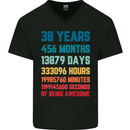 38th Birthday 38 Year Old Mens V-Neck Cotton T-Shirt Black