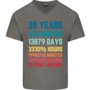 38th Birthday 38 Year Old Mens V-Neck Cotton T-Shirt Charcoal