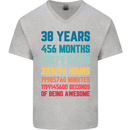 38th Birthday 38 Year Old Mens V-Neck Cotton T-Shirt Sports Grey