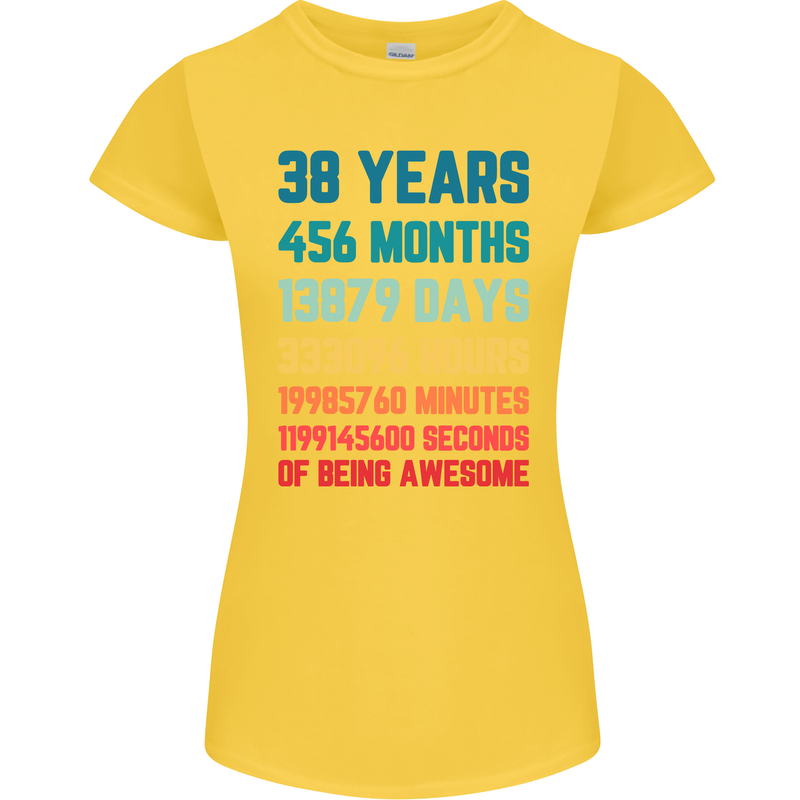 38th Birthday 38 Year Old Womens Petite Cut T-Shirt Yellow