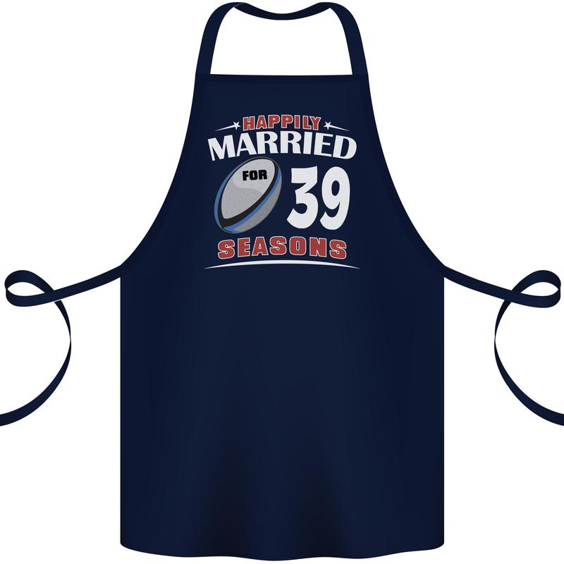 39 Year Wedding Anniversary 39th Rugby Cotton Apron 100% Organic Navy Blue