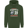 39 Year Wedding Anniversary 39th Rugby Mens 80% Cotton Hoodie Forest Green
