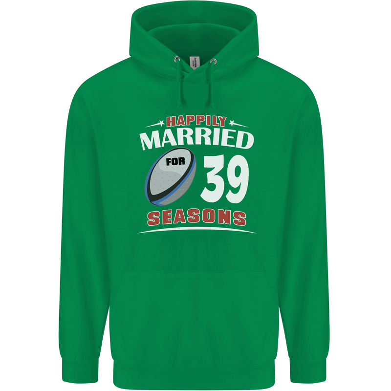 39 Year Wedding Anniversary 39th Rugby Mens 80% Cotton Hoodie Irish Green