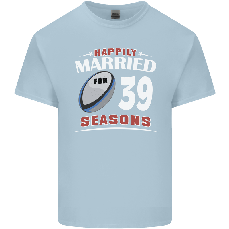 39 Year Wedding Anniversary 39th Rugby Mens Cotton T-Shirt Tee Top Light Blue