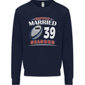 39 Year Wedding Anniversary 39th Rugby Mens Sweatshirt Jumper Navy Blue