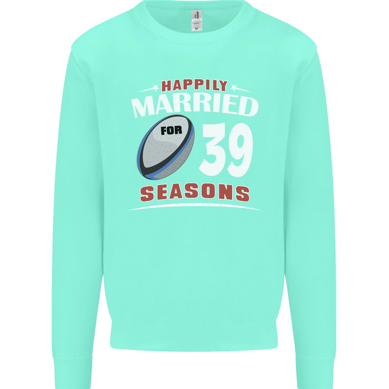 39 Year Wedding Anniversary 39th Rugby Mens Sweatshirt Jumper Peppermint