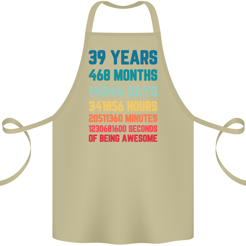 39th Birthday 39 Year Old Cotton Apron 100% Organic Khaki