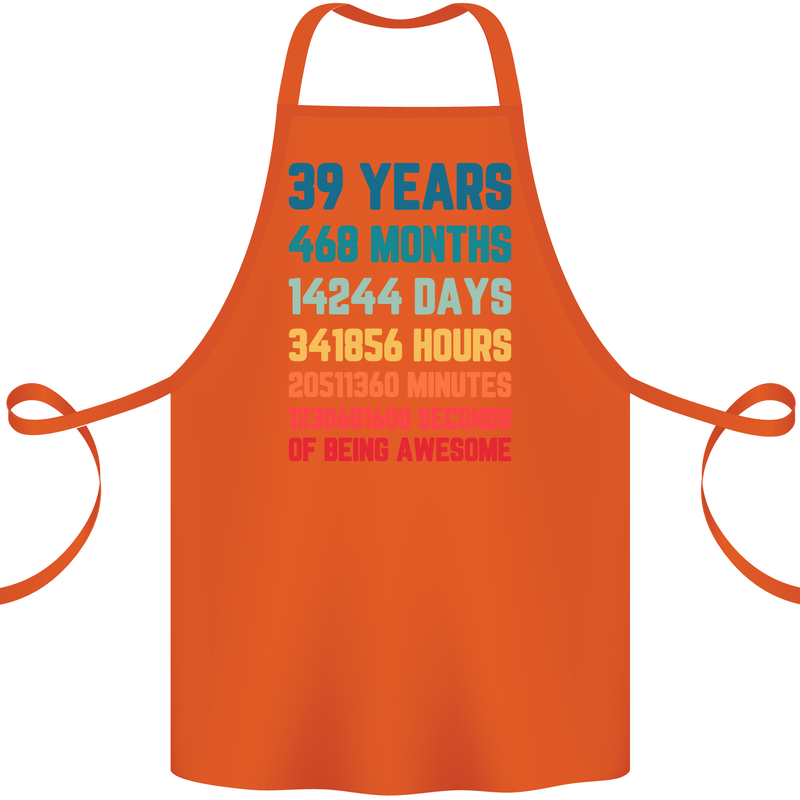 39th Birthday 39 Year Old Cotton Apron 100% Organic Orange