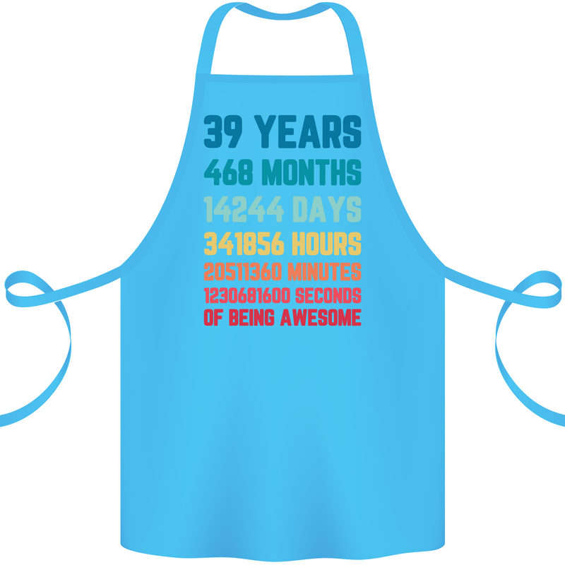 39th Birthday 39 Year Old Cotton Apron 100% Organic Turquoise