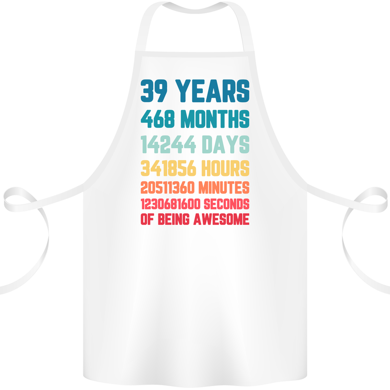 39th Birthday 39 Year Old Cotton Apron 100% Organic White