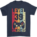 39th Birthday 39 Year Old Level Up Gamming Mens T-Shirt 100% Cotton Navy Blue