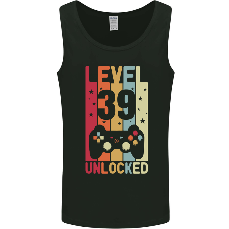 39th Birthday 39 Year Old Level Up Gamming Mens Vest Tank Top Black