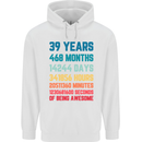 39th Birthday 39 Year Old Mens 80% Cotton Hoodie White