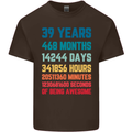 39th Birthday 39 Year Old Mens Cotton T-Shirt Tee Top Dark Chocolate