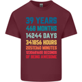 39th Birthday 39 Year Old Mens Cotton T-Shirt Tee Top Maroon