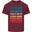 39th Birthday 39 Year Old Mens Cotton T-Shirt Tee Top Maroon