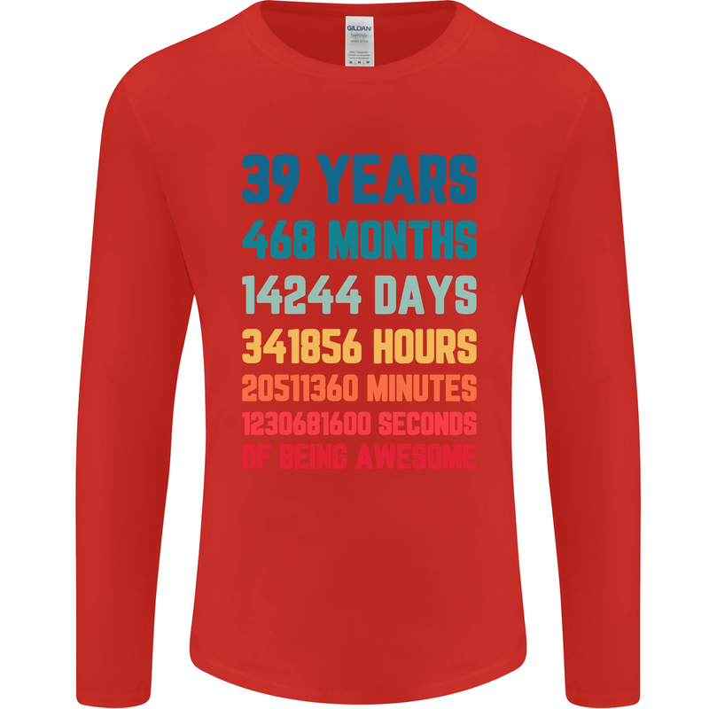 39th Birthday 39 Year Old Mens Long Sleeve T-Shirt Red