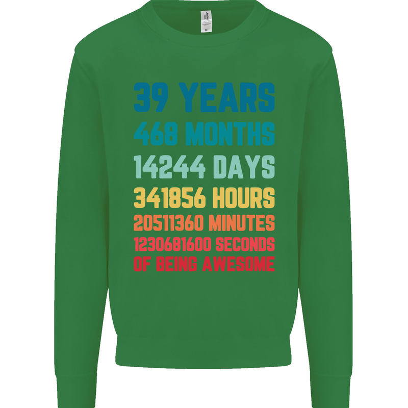 39th Birthday 39 Year Old Mens Sweatshirt Jumper Irish Green