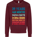 39th Birthday 39 Year Old Mens Sweatshirt Jumper Maroon