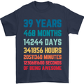 39th Birthday 39 Year Old Mens T-Shirt 100% Cotton Navy Blue