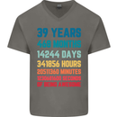 39th Birthday 39 Year Old Mens V-Neck Cotton T-Shirt Charcoal