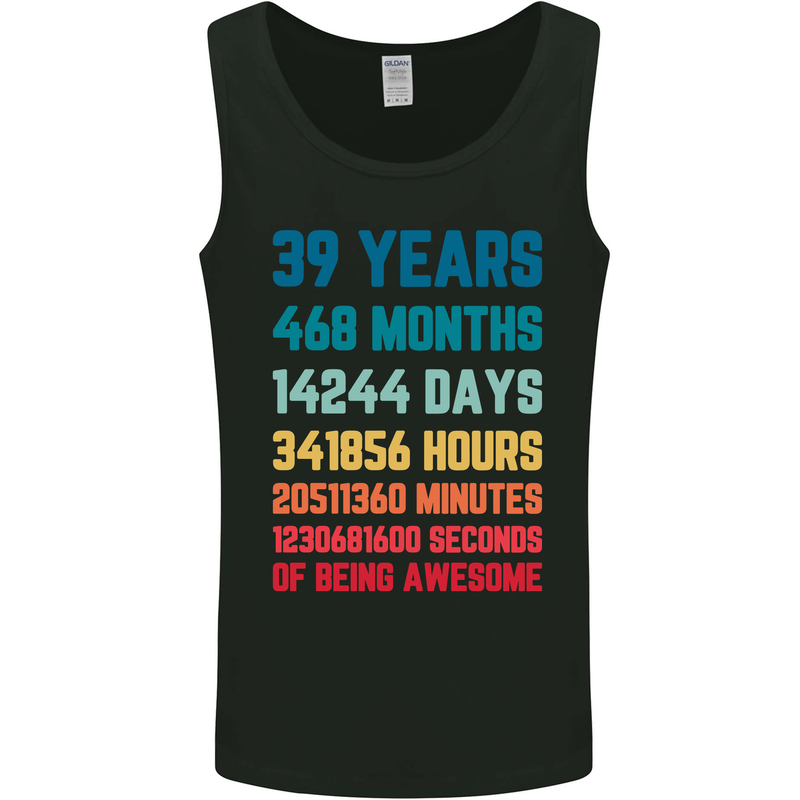 39th Birthday 39 Year Old Mens Vest Tank Top Black