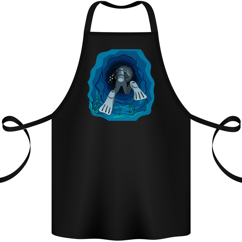 3D Scuba Diver Diving Cotton Apron 100% Organic Black