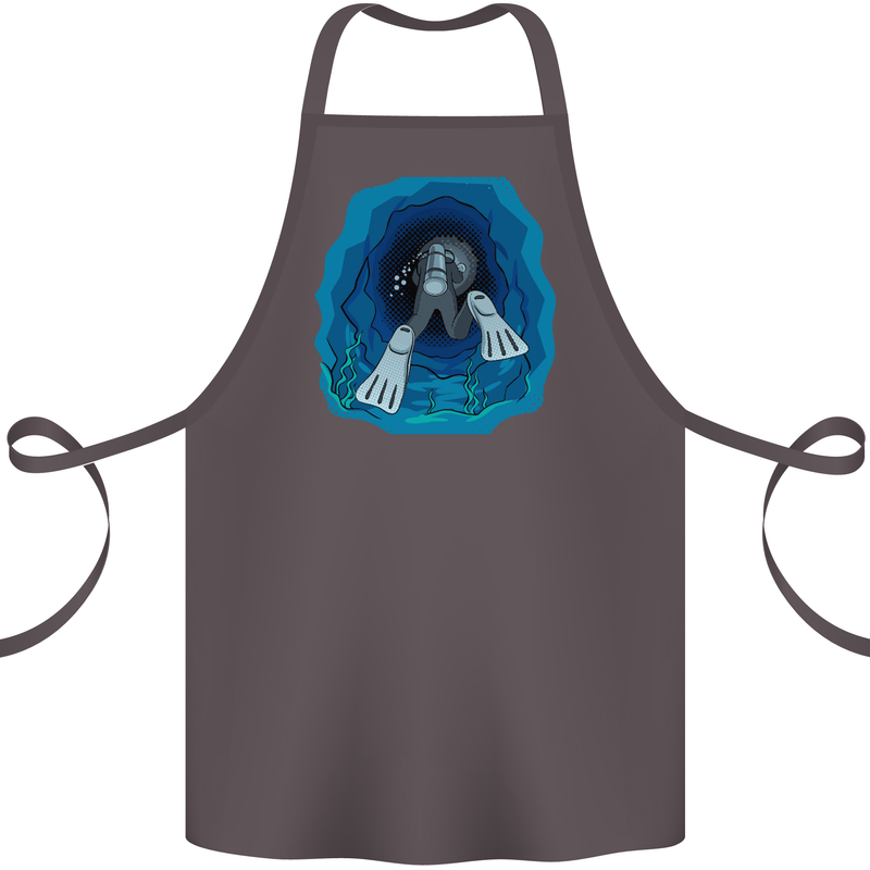 3D Scuba Diver Diving Cotton Apron 100% Organic Dark Grey