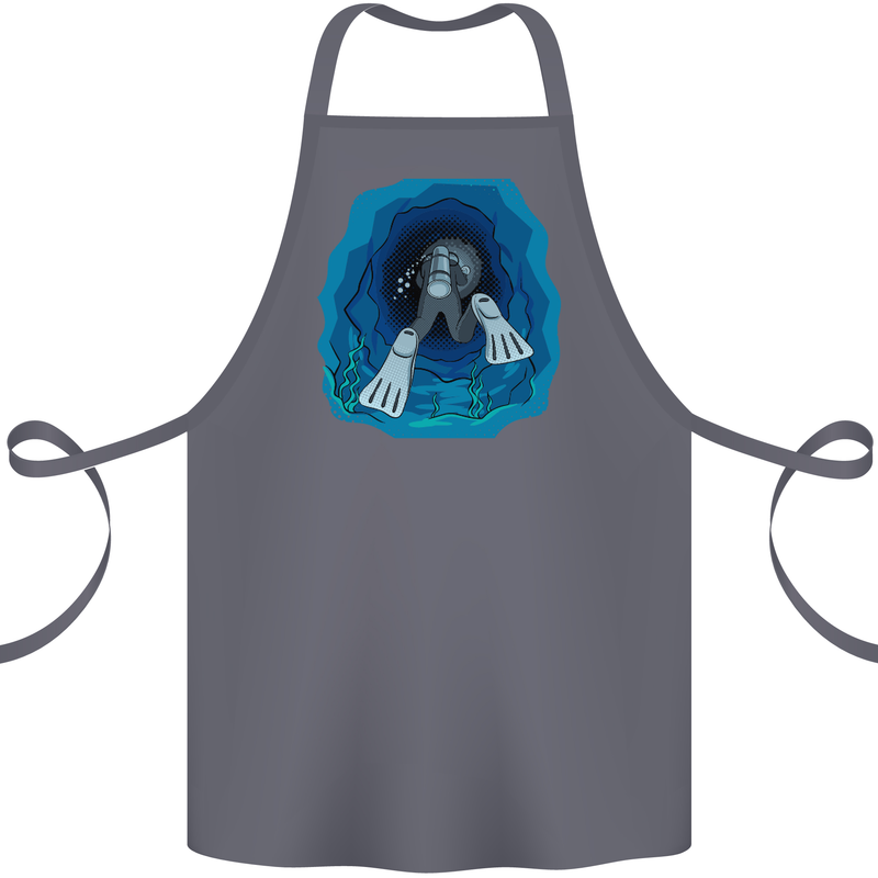 3D Scuba Diver Diving Cotton Apron 100% Organic Steel