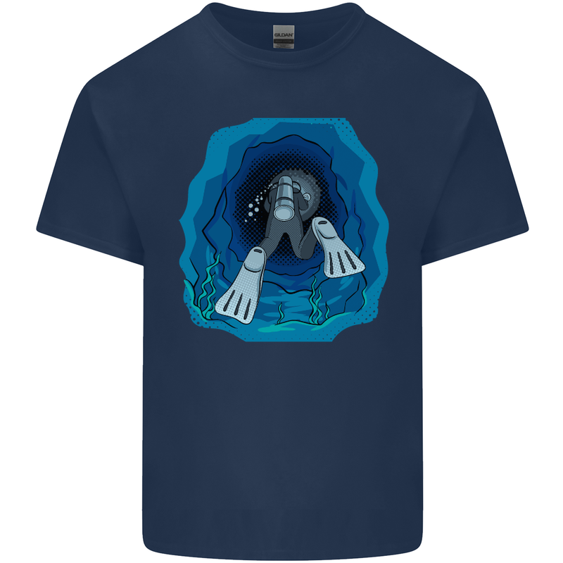 3D Scuba Diver Diving Kids T-Shirt Childrens Navy Blue