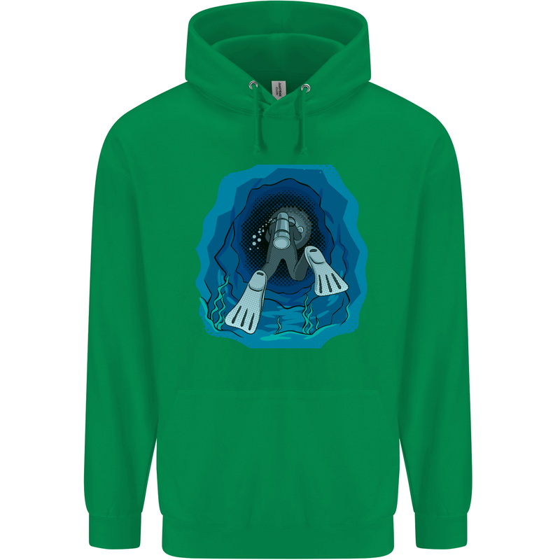 3D Scuba Diver Diving Mens 80% Cotton Hoodie Irish Green