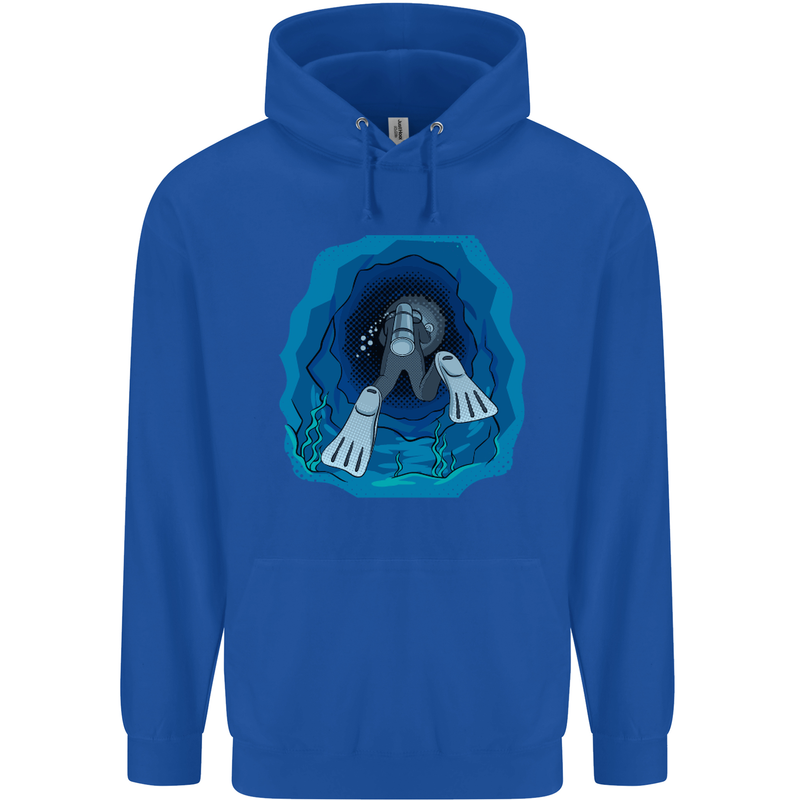3D Scuba Diver Diving Mens 80% Cotton Hoodie Royal Blue