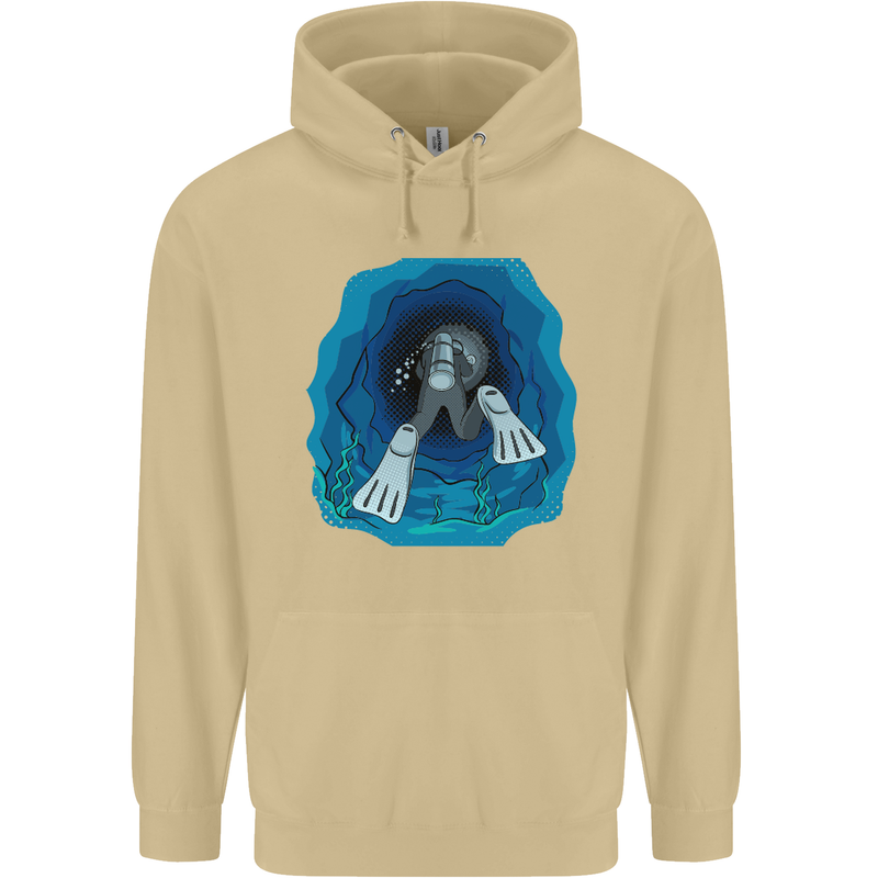 3D Scuba Diver Diving Mens 80% Cotton Hoodie Sand