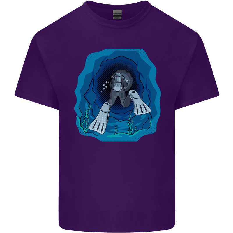 3D Scuba Diver Diving Mens Cotton T-Shirt Tee Top Purple