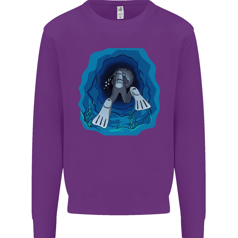 3D Scuba Diver Diving Mens Sweatshirt Jumper Purple