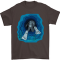 3D Scuba Diver Diving Mens T-Shirt Cotton Gildan Dark Chocolate