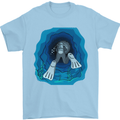 3D Scuba Diver Diving Mens T-Shirt Cotton Gildan Light Blue